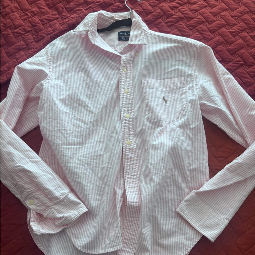 Ralph Lauren Pink and White Striped Button-Down Shirt - Picture 4 of 4